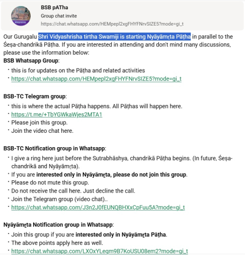 shri shri vidyashrisha tirtha swamiji is starting paṭha